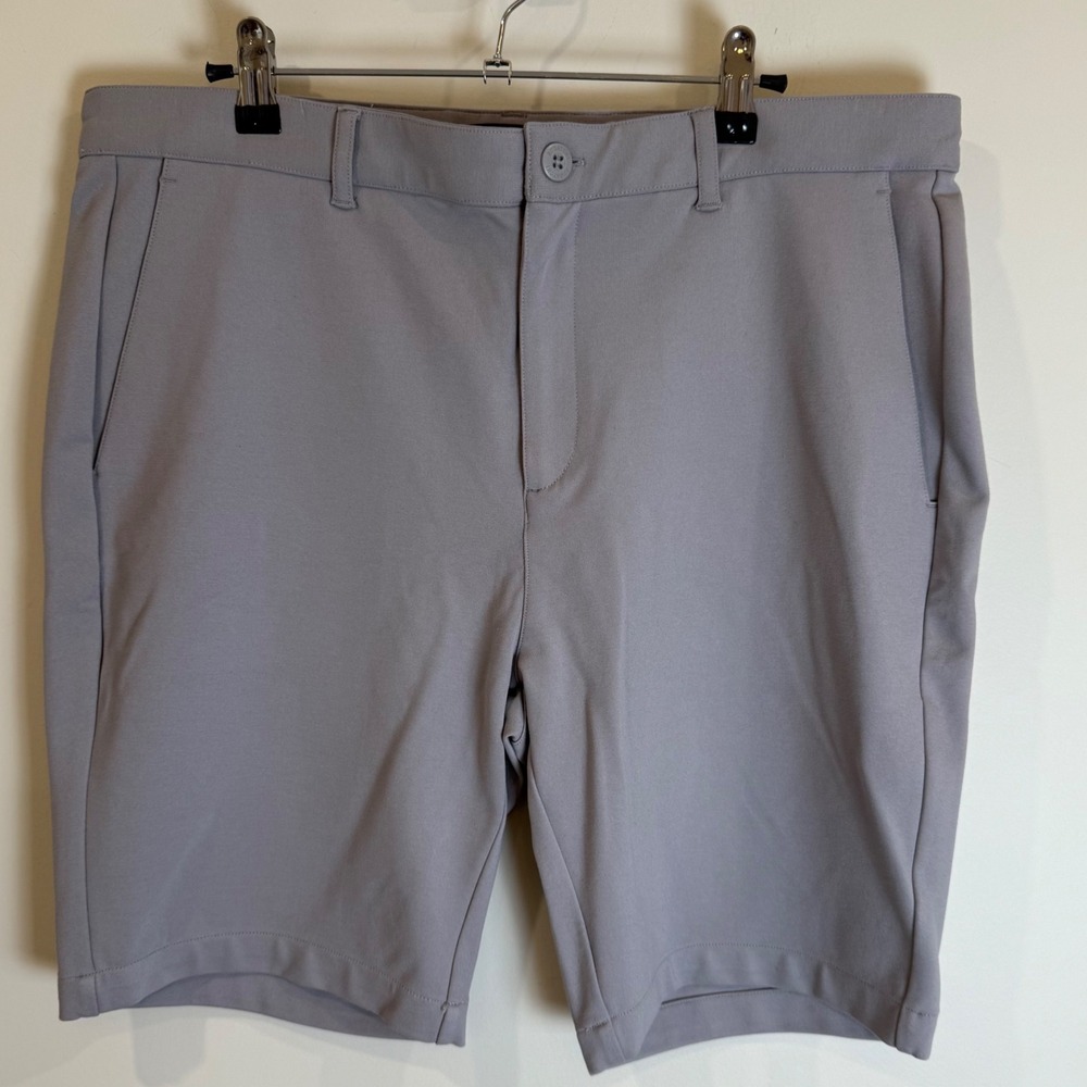 Bugatchi Mens Shorts Light Gray Flat Front Button Fly Size 34